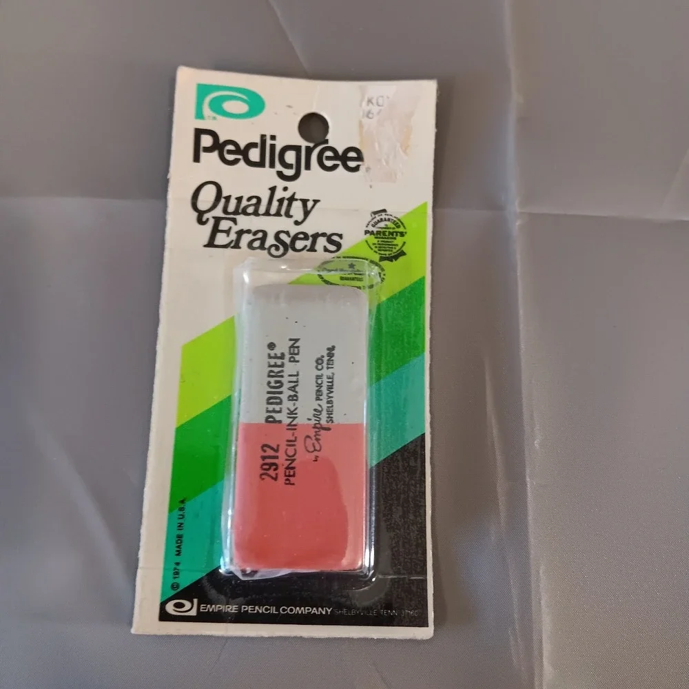 Vintage 1974 Pedigree Ink‎ & Pencil Eraser New Sealed Empire Good Housekeeping